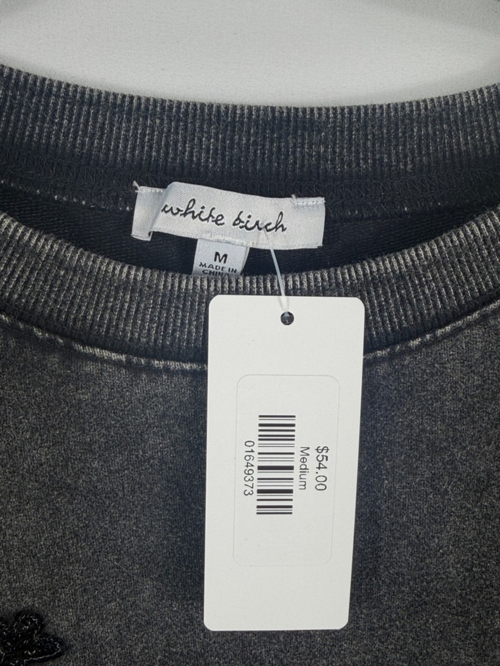 white birch Black Embellished Crewneck Sweater. Snowflake sequins. Size M - Picture 2 of 5